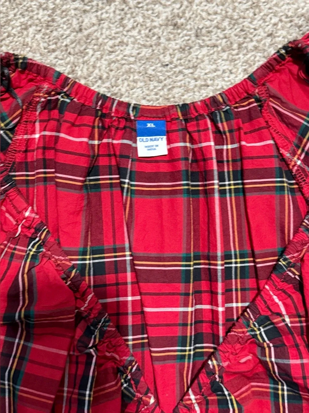 Red Plaid Peplum Top